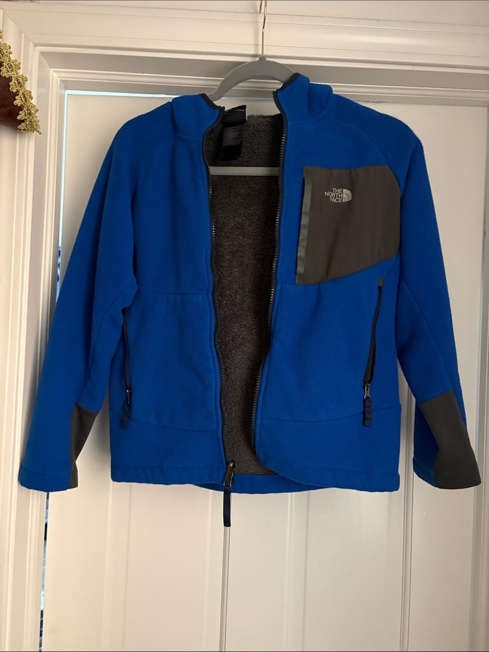 The North Face Royal Blue and Gray Kids' Fleece Jacket